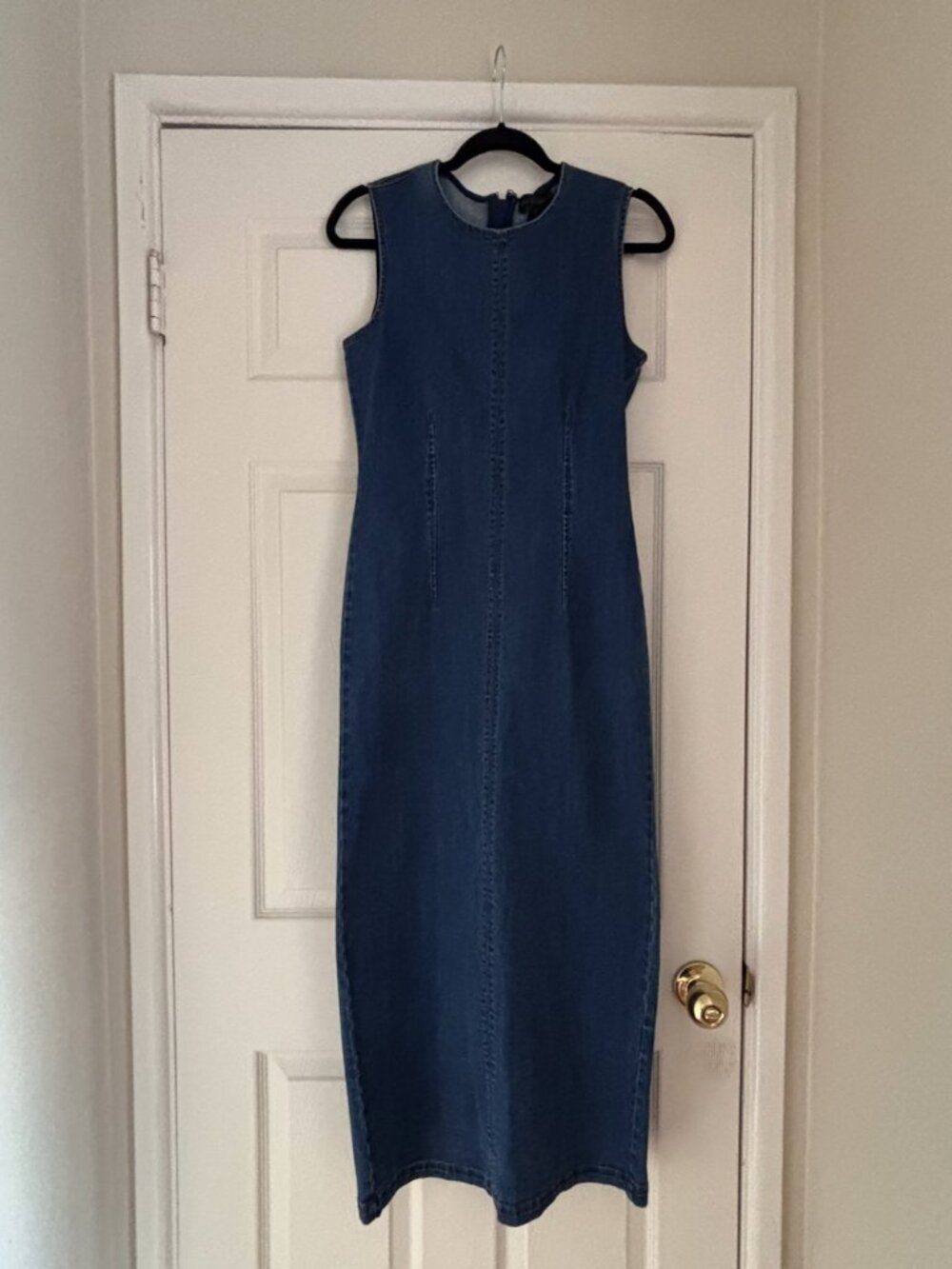 House of Harlow 1960 Denim Column Midi Sleeveless Dress Sz. S NWT